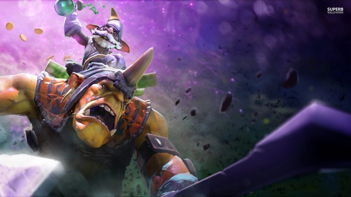 Alchemist from Dota 2 riding a large creature