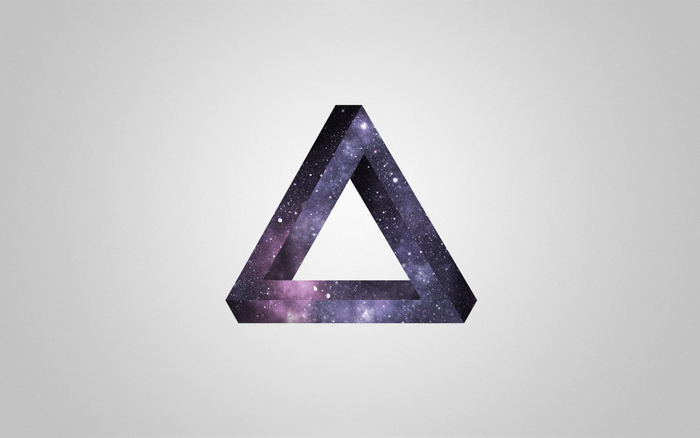 Penrose triangle with galaxy texture