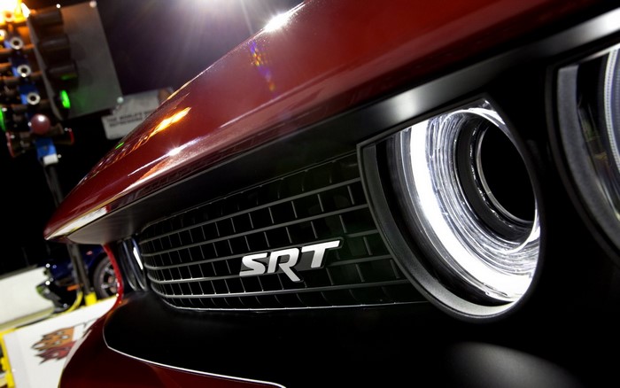 Dodge Challenger SRT car grille and headlight