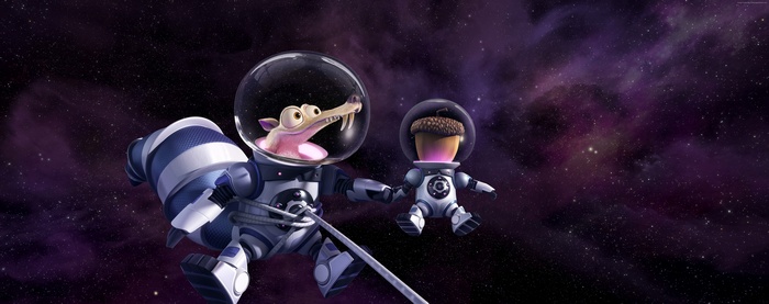 Scrat and Acorn from Ice Age 5 in space