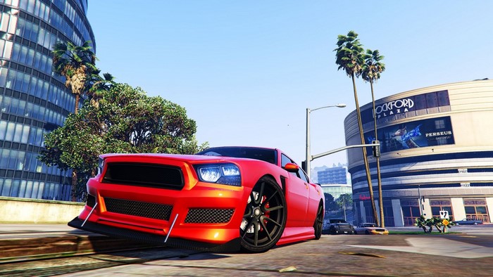 Red Sports Car in Rockford Plaza, Grand Theft Auto V