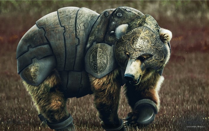 Armored Bear in a Field