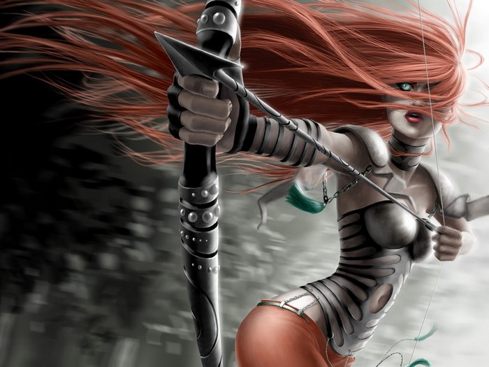 Fantasy art of a woman warrior archer