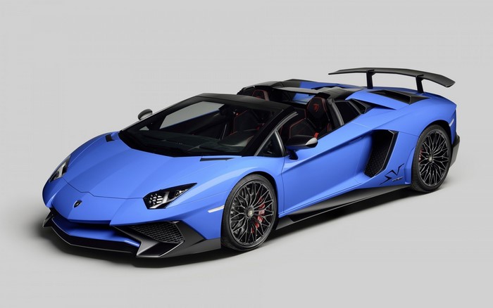 Blue Lamborghini Aventador LP750-4 SV Roadster