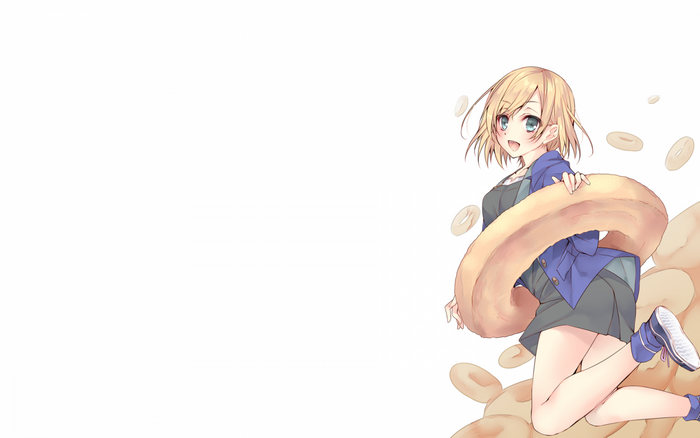 Miyamori Aoi from Shirobako with a donut