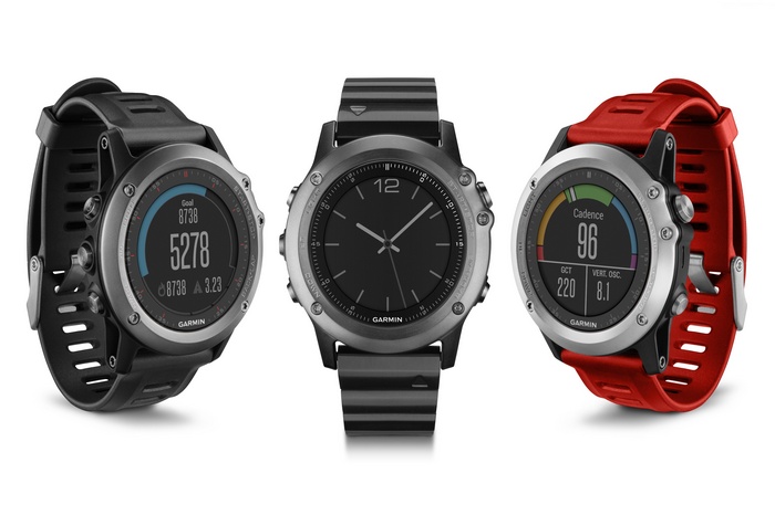 Three Garmin Fenix 3 Sapphire smartwatches