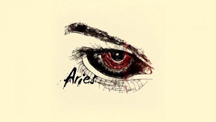 Aries eye illustration with red iris