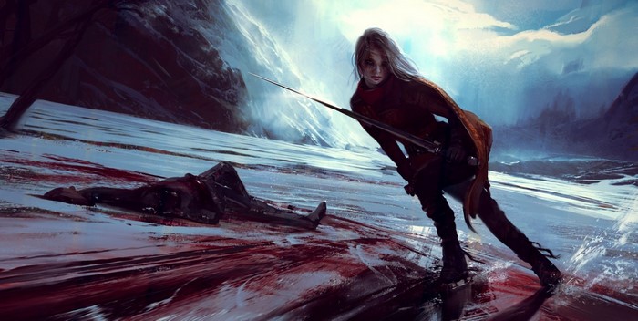 Ciri from The Witcher 3 Wild Hunt on bloody ice