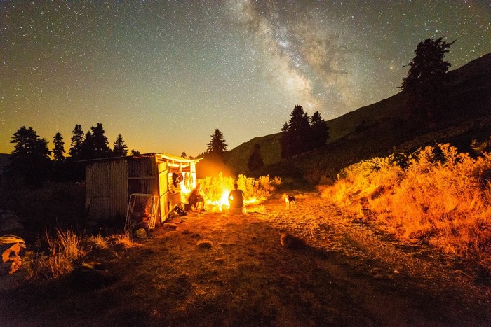 Campfire under the Milky Way