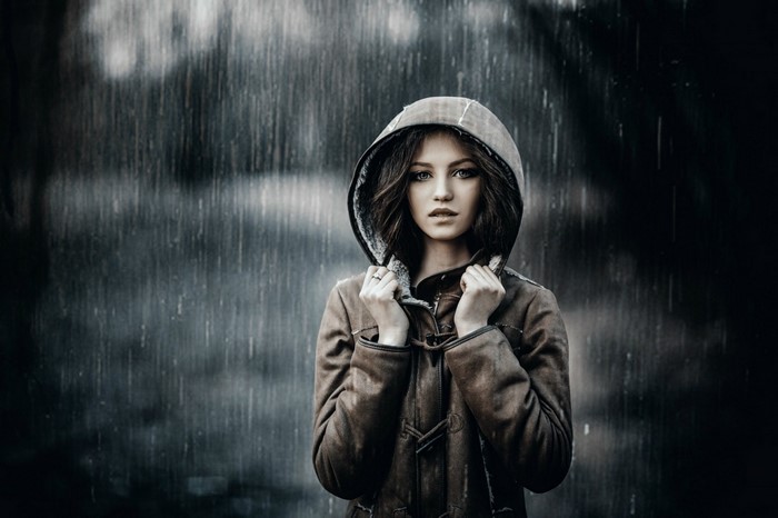 Ksenia Malinina in the rain by Sergey Piltnik