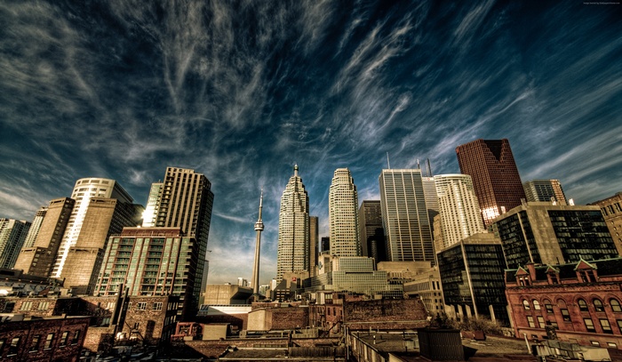 vacation, downtown, Toronto, booking, travel, Canada, clouds, sky