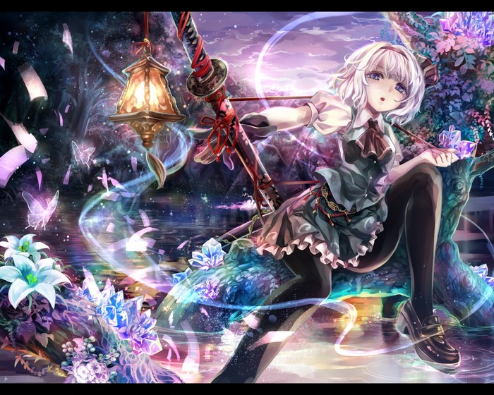 Youmu Konpaku from Touhou holding a bow