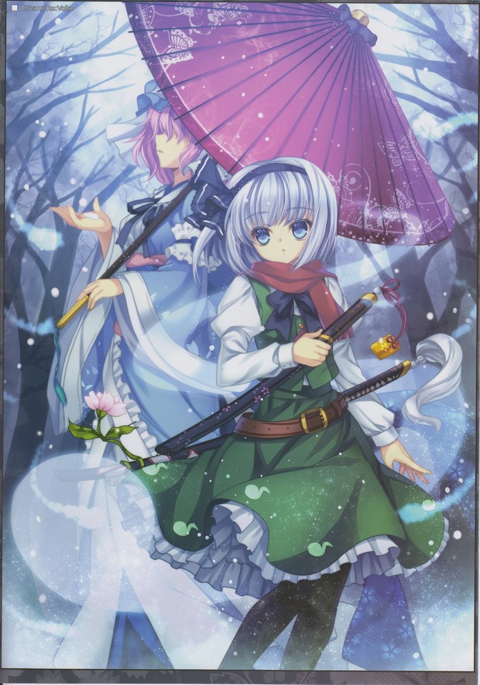 Saigyouji Yuyuko and Konpaku Youmu from Touhou