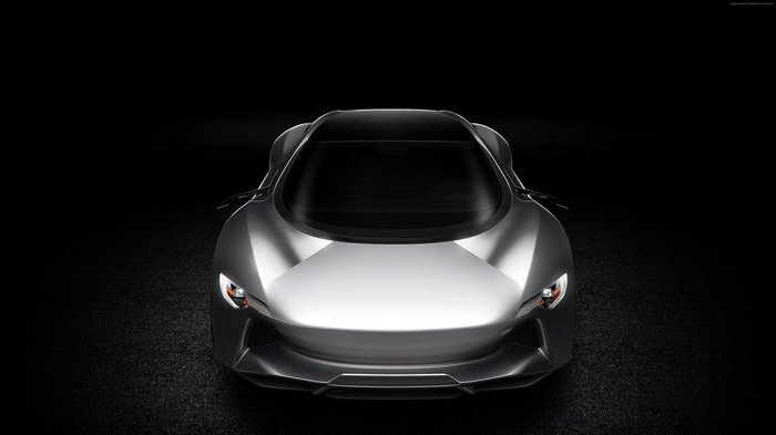 Silver Supercar on Black Background