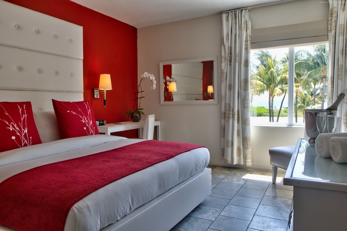 Red South Beach Hotel room with ocean view