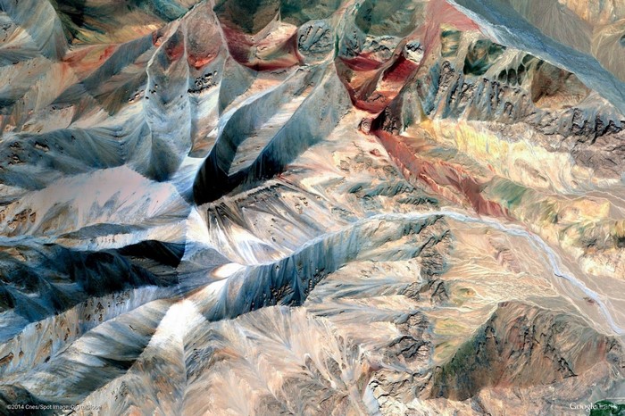 Colorful mountain landscape from aerial view