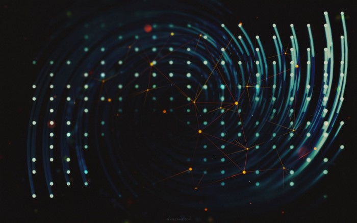 Abstract digital art with glowing dots and lines
