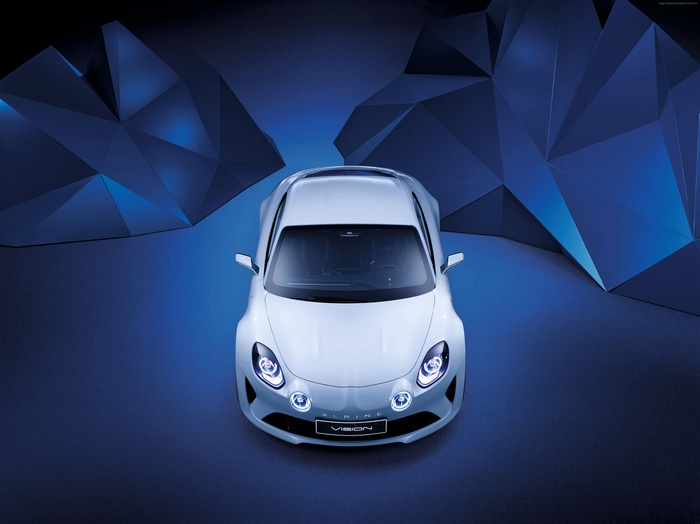 White Renault Alpine Vision sport car at Geneva Auto Show 2016