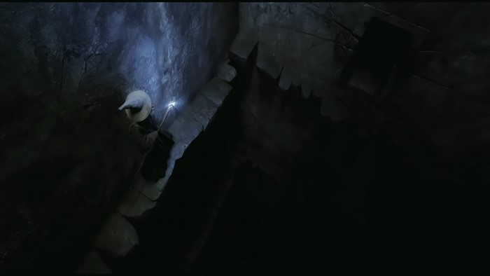 Gandalf from The Lord of the Rings in a dark cave