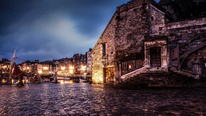 Honfleur, France at Night