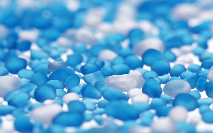 Close-up of blue and white pebbles