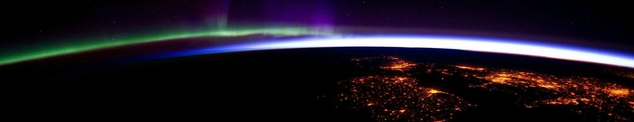 Aurora Borealis over Earth from space