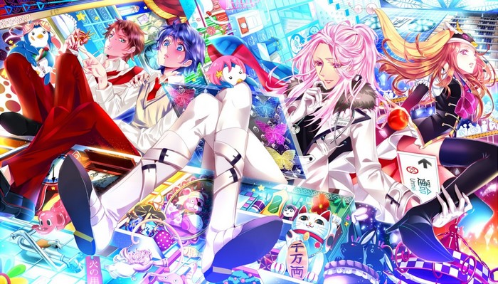 Mawaru Penguindrum characters in a colorful, surreal setting