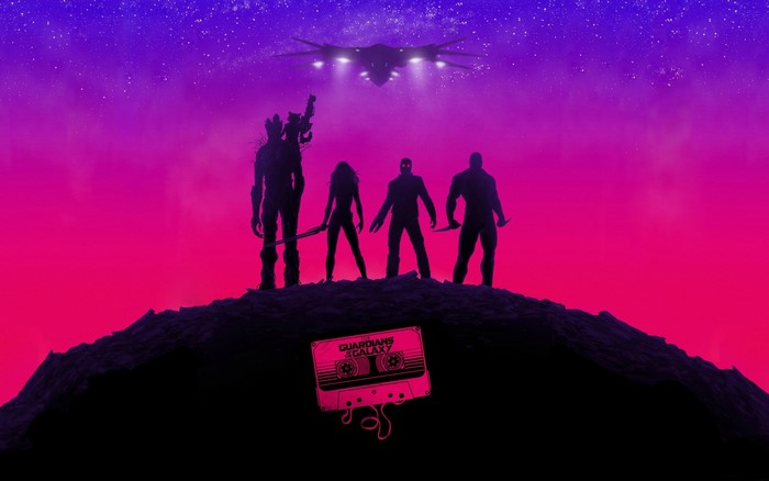 Guardians of the Galaxy characters and cassette tape