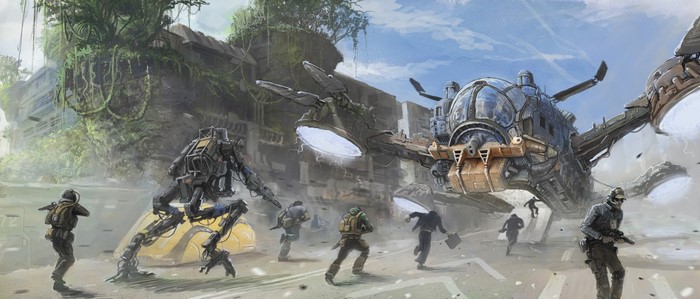Futuristic Artwork of a Sci-Fi Battle Scene
