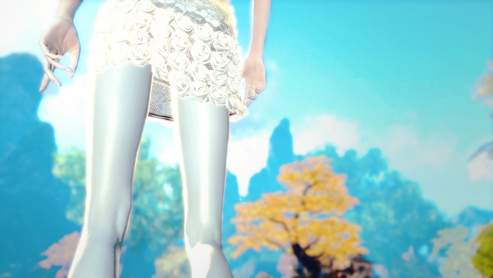 Woman from Blade & Soul in a floral dress