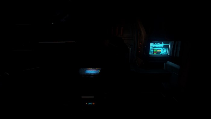 Elite Dangerous cockpit with glowing displays