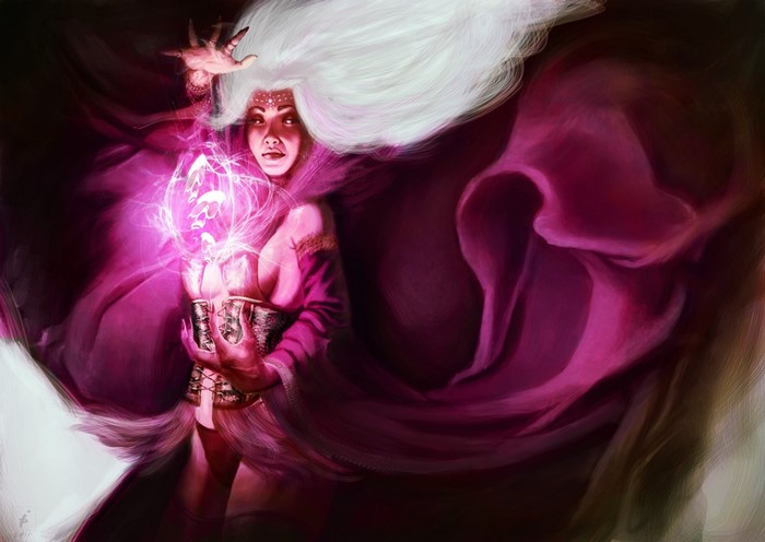 Fantasy art of a woman casting magic