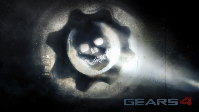 Gears of War 4 logo with skull and gear