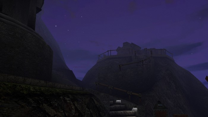 Myst video game screenshot at night