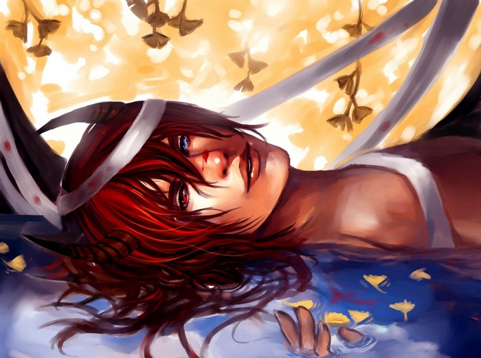 Fantasy art illustration of a character with red hair and horns
