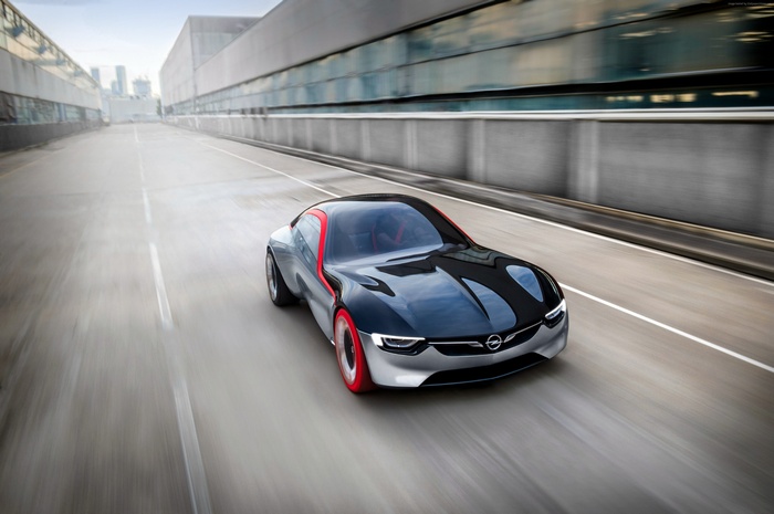 Opel GT Concept car driving on a road