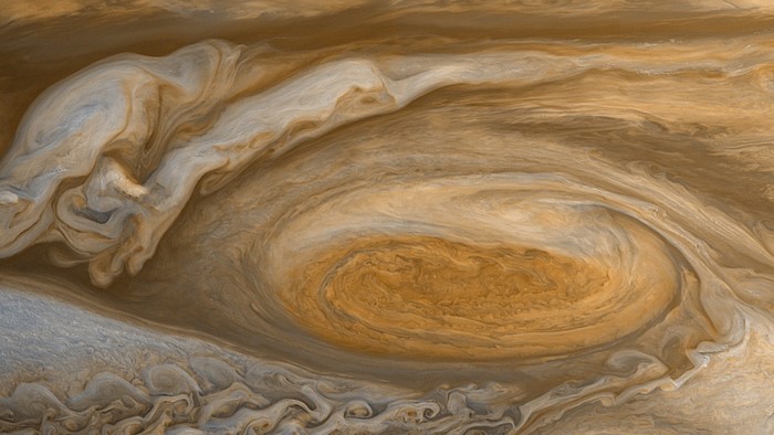 Jupiter's swirling clouds and storms
