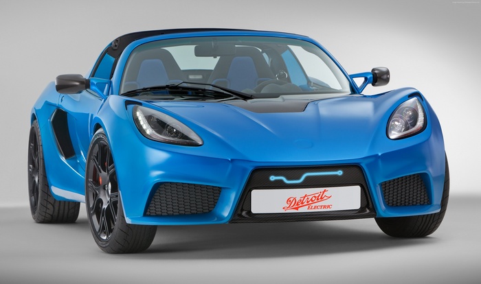 Blue Detroit Electric SP01 electric sports car