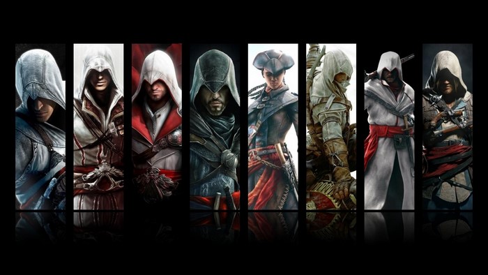 Collage of Assassins from the Assassin's Creed series
