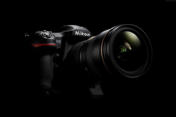Nikon D5 DSLR camera with lens