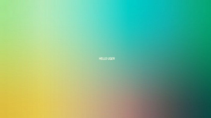 Hello User text on gradient background