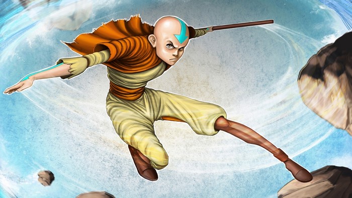 Aang from Avatar: The Last Airbender performing airbending