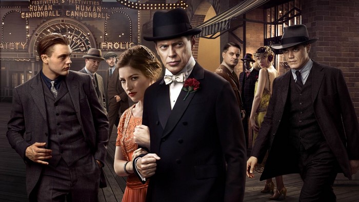 Boardwalk Empire cast on a pier
