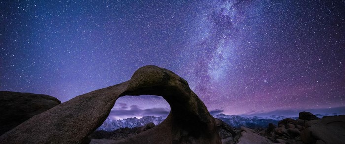 Milky Way over Stone Arch at Night