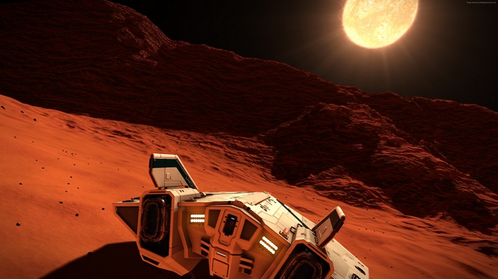 Elite Dangerous: Horizons spaceship on alien planet