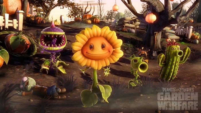 Plants vs. Zombies: Garden Warfare characters in autumn setting