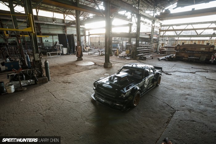 Ken Block's Ford Mustang in a factory