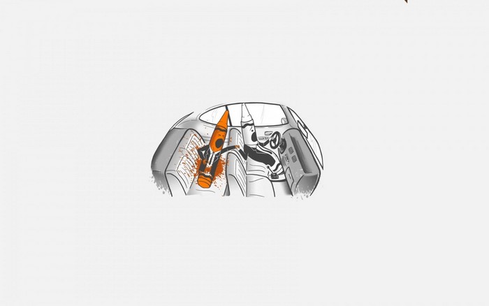 Illustration of crayons in a car