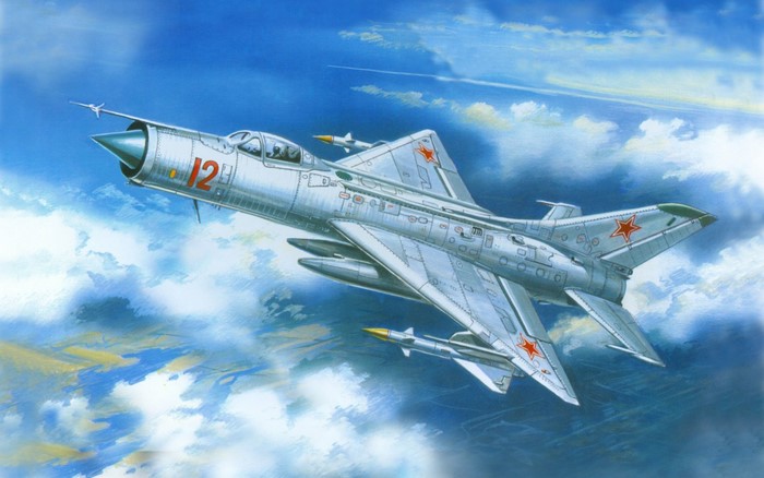 Mikoyan-Gurevich MiG-21 fighter jet in flight