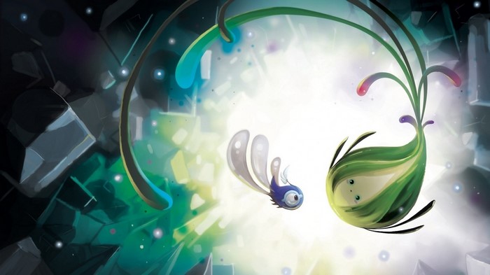 Fantasy art illustration of two alien creatures in space